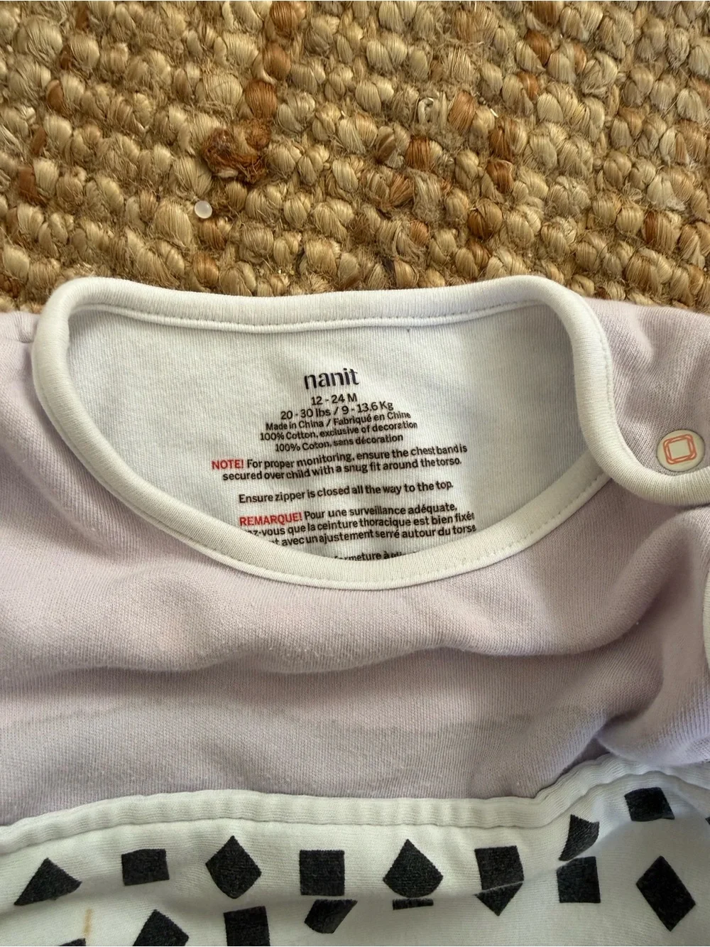 Nanit Breathing Wear Sleep Sack 12-24 Months Pink Monitor Band
